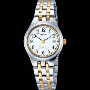 Lorus: Ladies lorus, Bi tone watch with full figure dial & date function.