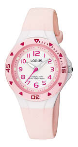 Lorus youth pink100m water resistant full figure watch
