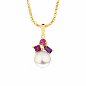 Necklaces And Pendants: Pearl, Amethyst, Pink Tourmaline and Rhodolite Pendant