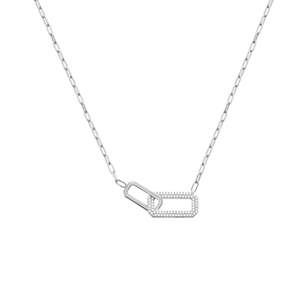 Necklaces And Pendants: CZ Rectangle Paperclip Necklace 45cm