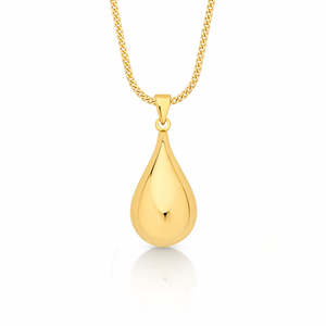 Necklaces And Pendants: 9ct Yellow Gold Tear Drop Puff Pendant