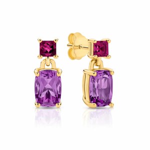 Gemstone Earrings: Amethyst and Rhodolite Stud Earrings