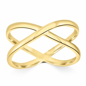 9ct Yellow Gold Solid Cross Over Ring