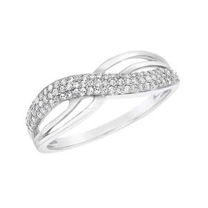 9ct White Gold Diamond Set Crossover Dress Ring