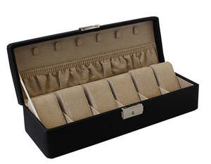 Giftware: Black Pu Mens Watch box - Holds 6 watches