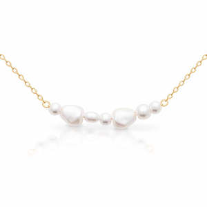 Fashion Necklaces: 18ct Yellow Gold Plated Multi-Shape Synthetic Pearl Neacklace 45cm