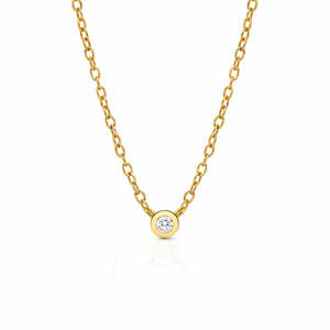 Fashion Necklaces: CZ Bezel set Necklace 18ct Yellow Gold Plated