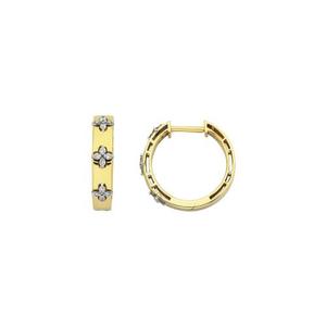 9ct Yellow Gold Diamond Flower Set Huggie