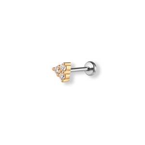Single Helix Triangular stud in gold plated sterling silver with cubic zirconia &hellip;