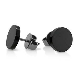 Earrings 1: Black Zirconium Plain Round Studs