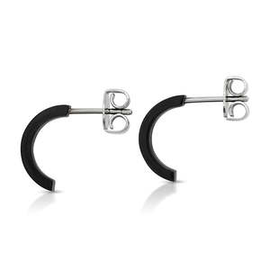 Earrings 1: Black Zirconium Plain Hoop Studs