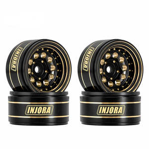 Tyres Wheels Foams: INJORA 1.0" 39g/Pcs Brass Beadlock Wheels Negative Offset 2.65mm