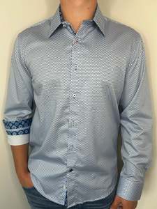 English Laundry: JL L/S Shirt - Sky Blue Geometric Print