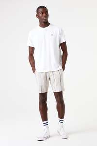 Mens Shorts: Vertical Stripe Short - Sand