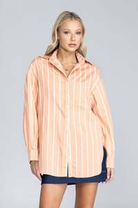 Two Makes One Shirt - Peachy Sunset w/White Stripe
