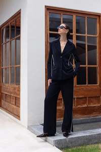 Pipedream Blazer - Black w/White Piping