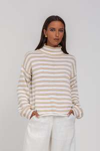 Blak: Hold Me Back Jumper - Camel/White Stripe