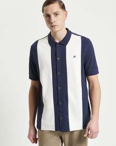 Mod Pique Shirt - Dark Navy