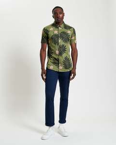 Botanical Print S/S shirt - Olive