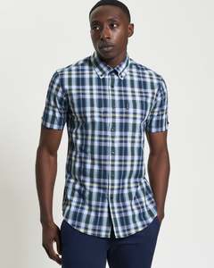 Ben Sherman: Irregular Check S/S Shirt - Dark Green