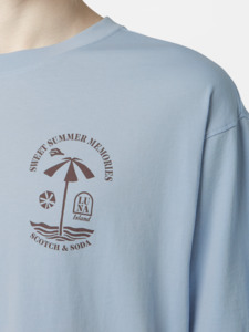 Mens T Shirts: Sweet Summer Memories Artwork Tee - Sky Blue