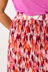 Garcia: Abstract Floral Midi Skirt - Tangerine Red