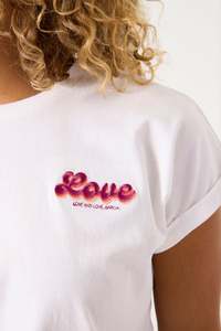 Garcia: 'LOVE' Rolled Sleeve Tee - Off White