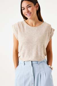 Garcia: Gathered Shoulder Tee - Beige