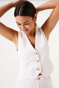 Tailored Vest - Beige Stone