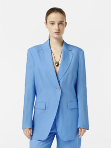 Scotch Soda: Boyfriend Linen Blend Blazer - Aqua Blue