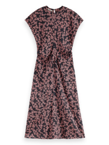 Satin Jacquard Midi Dress - Blossom Print