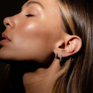 Jewellery: Astra Hoop Earrings - Gold/CZ