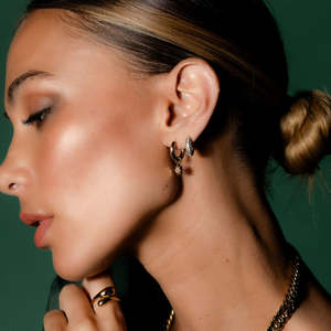 Jewellery: Astra Hoops Earrings - Silver/CZ