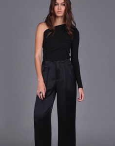 Storm: Liquid Satin Wide Leg Pant - Black