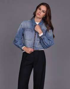 Crop Denim Jacket - Vintage Blue