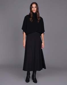 Knit Pinstripe Lux Skirt - Black