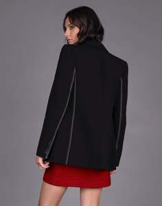Contrast Stitch Blazer - Black