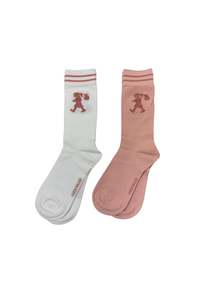 Runaway Girl Socks 2 Pack - Pink/White