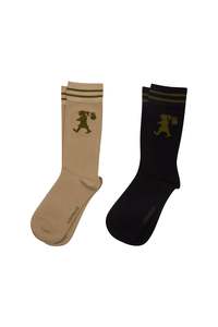 Accessories: Runaway Girl Socks 2 Pack - Black/Sesame