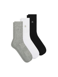 Accessories: 3PK Mens Terry Cotton Socks - Medium Grey