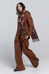 Monogram Jacquard Scarf - Mahogany/Tan