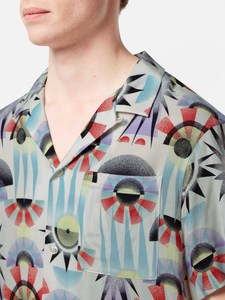 Shirts Long Sleeve: Allover Print S/S Shirt - Luna Pier White