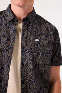 Botanical Leaf Print S/S Shirt - Deep Ink