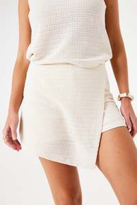 Pants 1: Textured Wrap Skort - Ecru