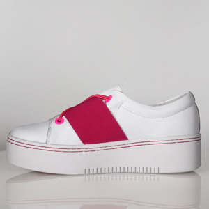 Womens Footwear: Ellen Sneaker - White/Hot Pink