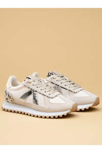Womens Footwear: Asfvlt Gate Pony Sneaker - Tan/Silver
