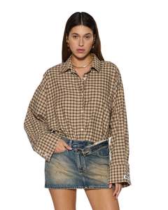 Ksubi Womens: Astra L/S Shirt - Tan Plaid