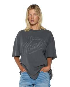 Ksubi Womens: Le CLub Boyfriend S/S Tee - Charcoal
