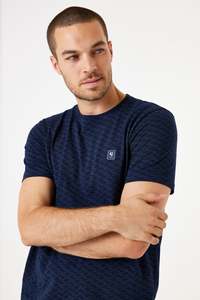 Textured Wave Pattern Tee - Deep Ink