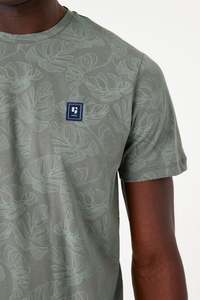 Garcia Mens: Monstera Pattern Tee - Light Sage